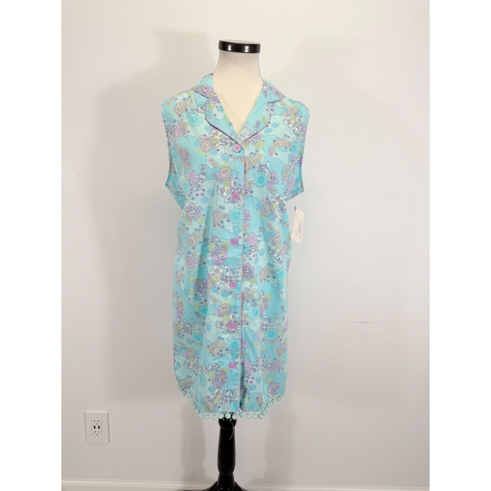 Maddy James Chicago "Pattie" 1960s Floral Nightshirt Duster Sleeveless L‎ NWT